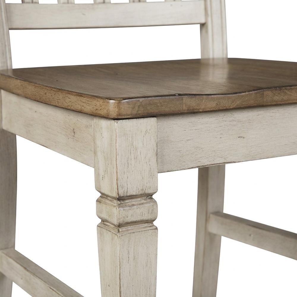 Smokey White & Peppercorn Side Chair with Slatback Design and Wooden Seat. Picture 7