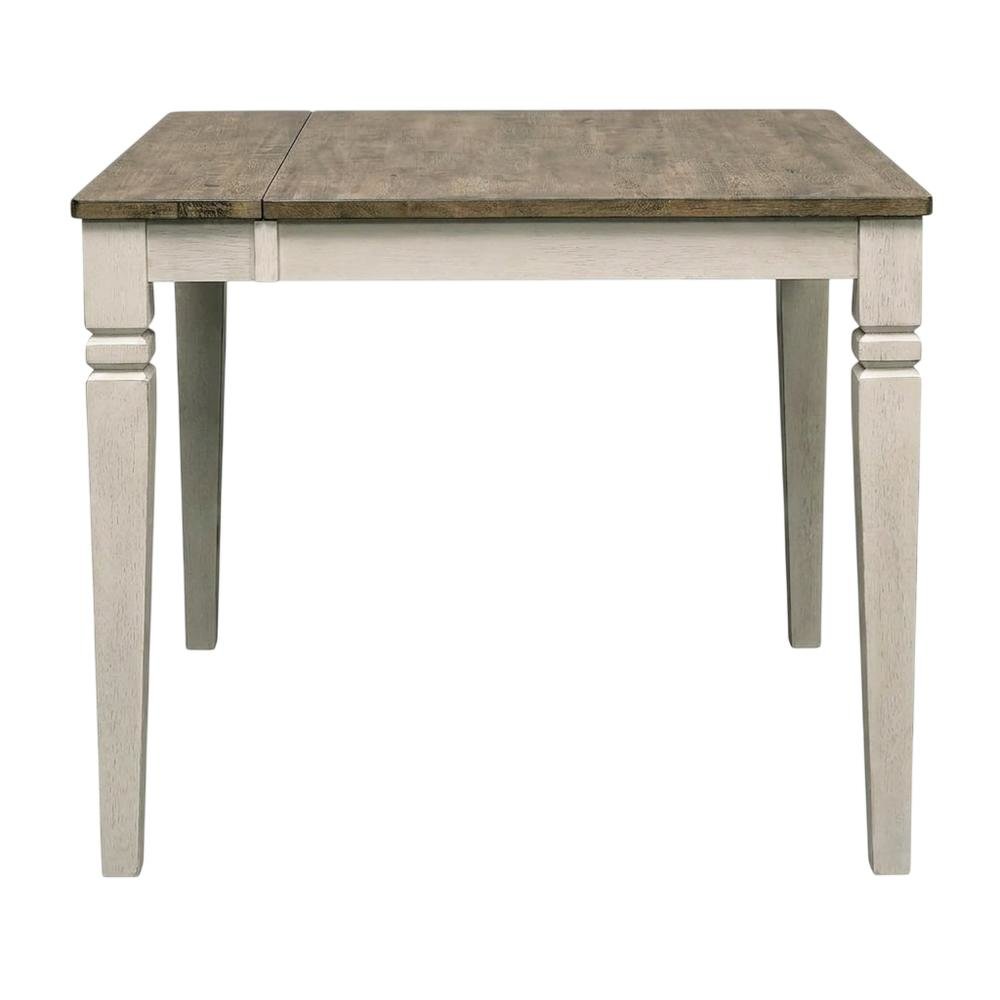 Adjustable Dining Table with Butterfly Leaf in Smokey White & Peppercorn. Picture 4