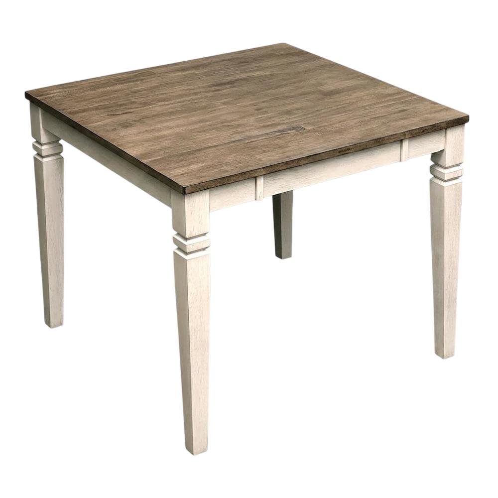 Adjustable Dining Table with Butterfly Leaf in Smokey White & Peppercorn. Picture 1