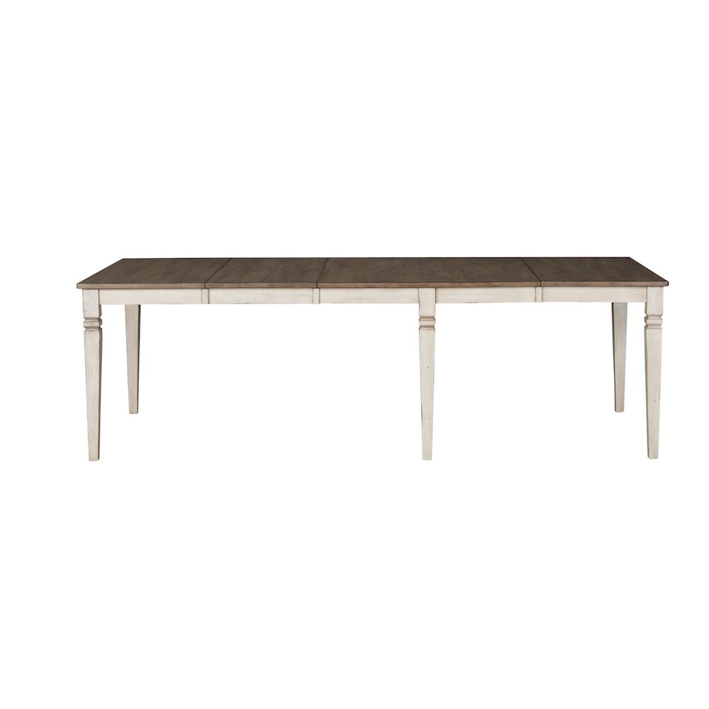78" - 114" Leg Table with (2) 18" Butterfly Leaves, Smokey White & Peppercorn. Picture 2