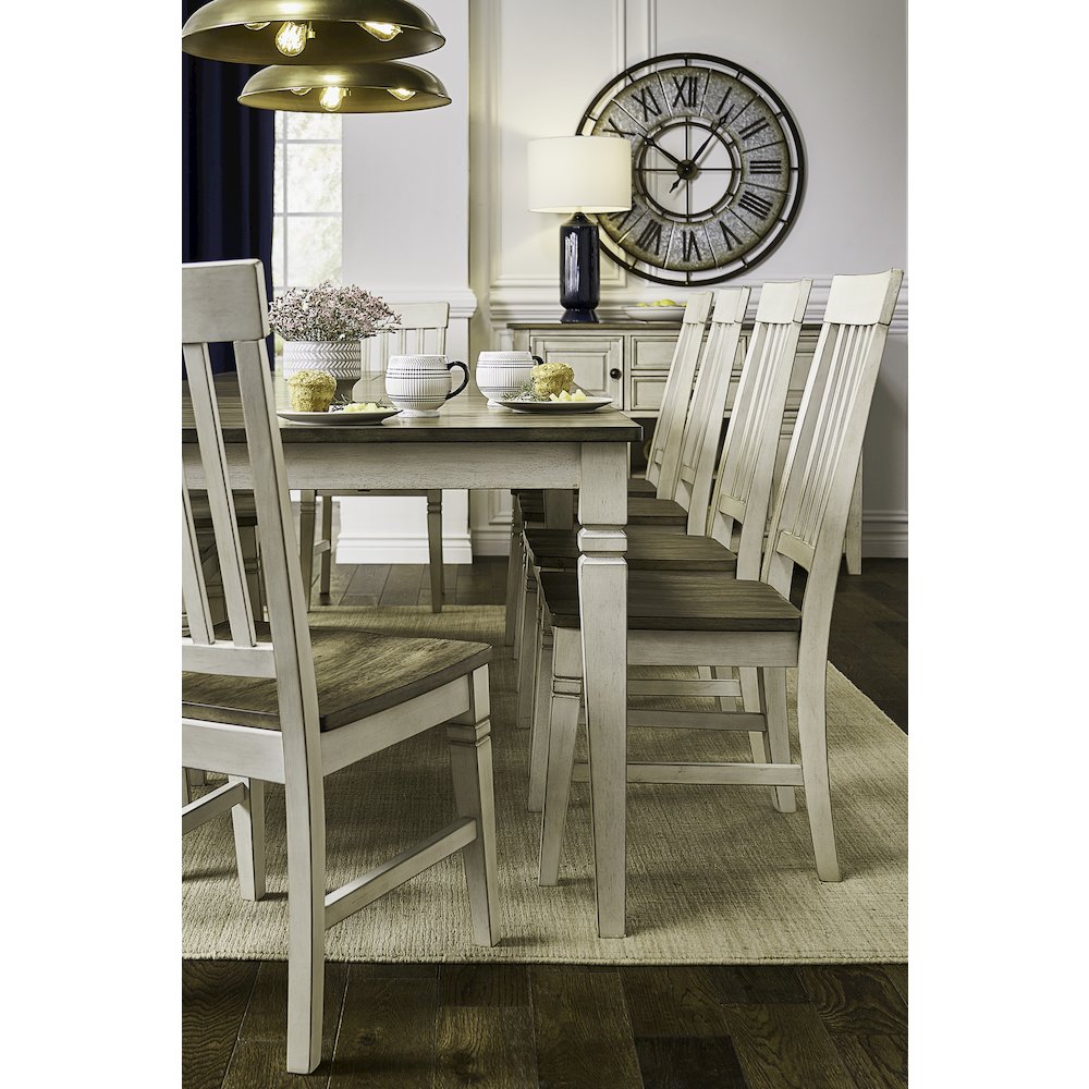 78" - 114" Leg Table with (2) 18" Butterfly Leaves, Smokey White & Peppercorn. Picture 3