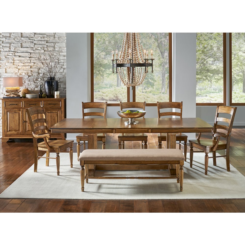 Bennett 72" - 92" Trestle Table with (1) 20" Self-Storing Leaf. Picture 5