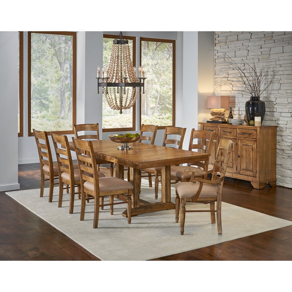 Bennett 72" - 92" Trestle Table with (1) 20" Self-Storing Leaf. Picture 6