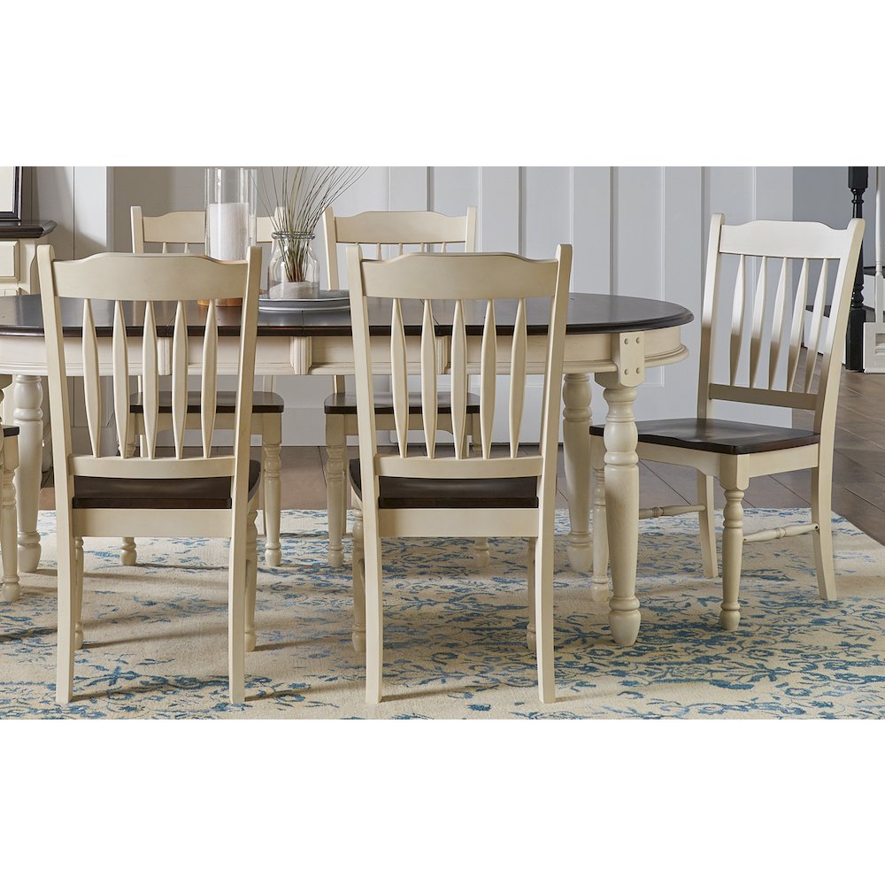 British Isles Slatback Sidechair, Chalk-Cocoa Bean Finish. Picture 2