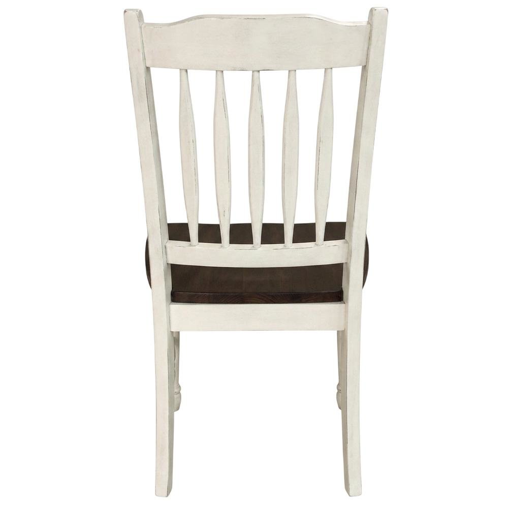 Chalk-Cocoa Bean Slatback Dining Chairs with Light Distressing Set of 2. Picture 4