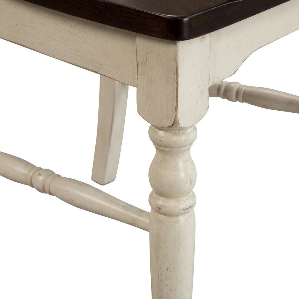 Chalk-Cocoa Bean Slatback Dining Chairs with Light Distressing Set of 2. Picture 6