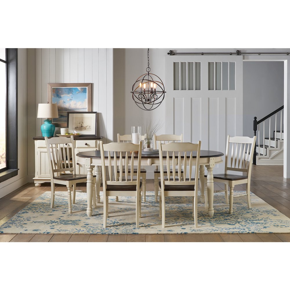 British Isles 52" - 76" Oval Leaf Table , Chalk Finish. Picture 8