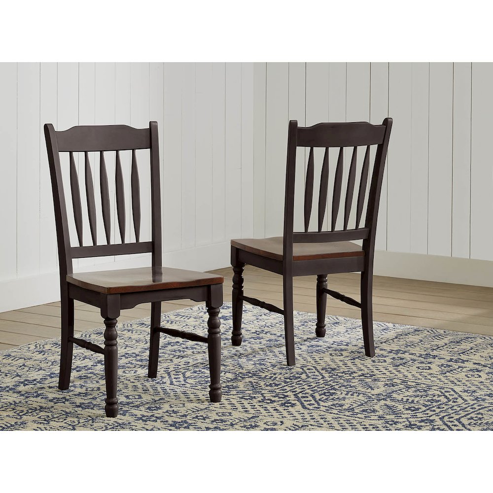 British Isles Slatback Side Chair, Oak-Black Finish. Picture 2