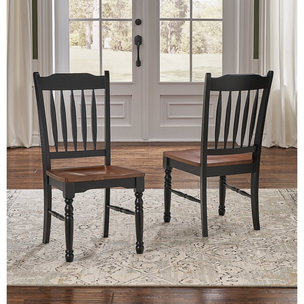 British Isles Slatback Side Chair, Oak-Black Finish. Picture 1