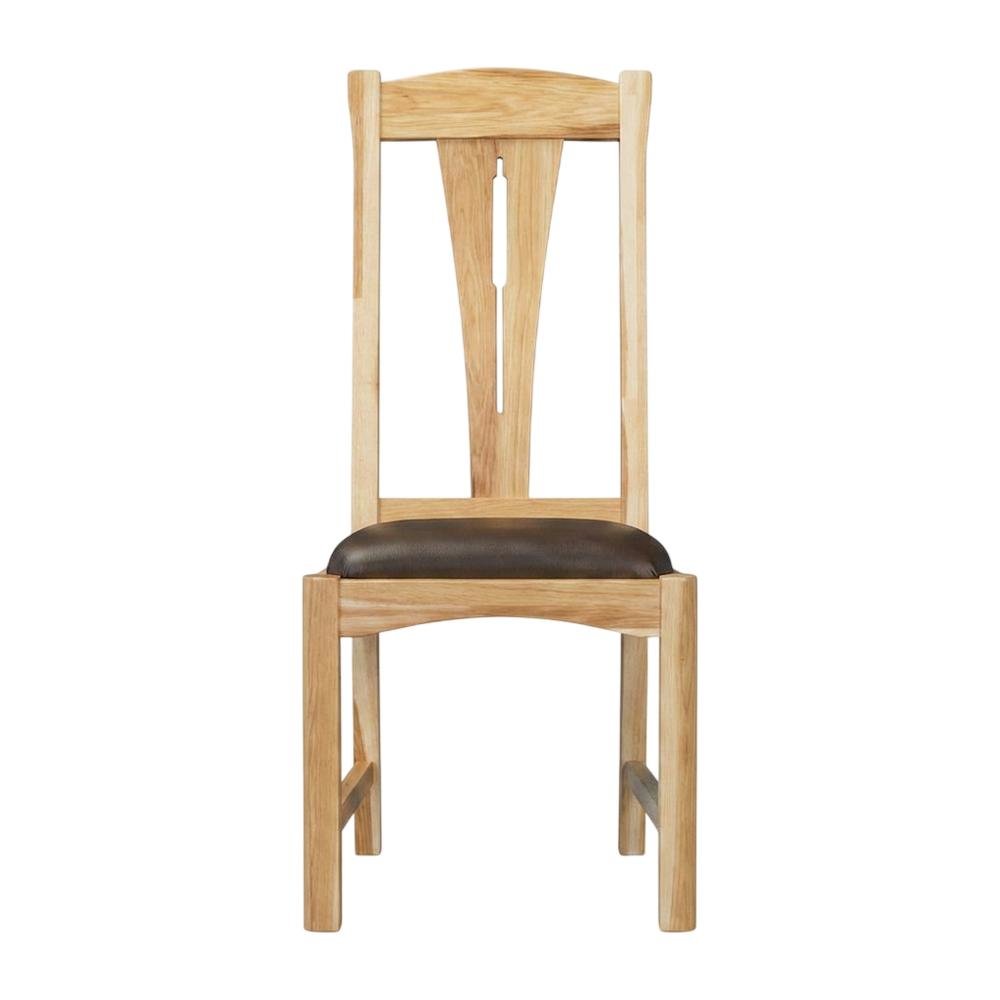 Natural Finish Leather Upholstered Side Chair Set of 2. Picture 5