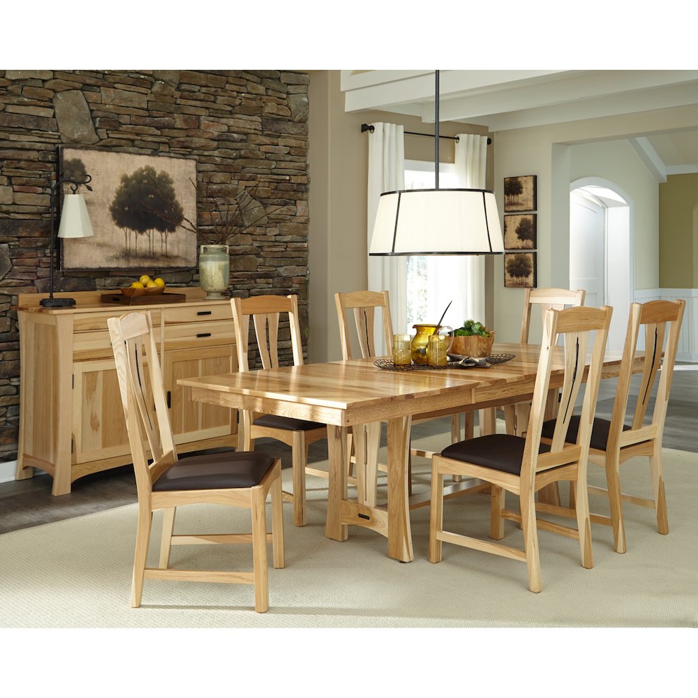 60" - 96" Trestle Table with Two (2) 18" Self-Storing Leaves, Natural Finish. Picture 11