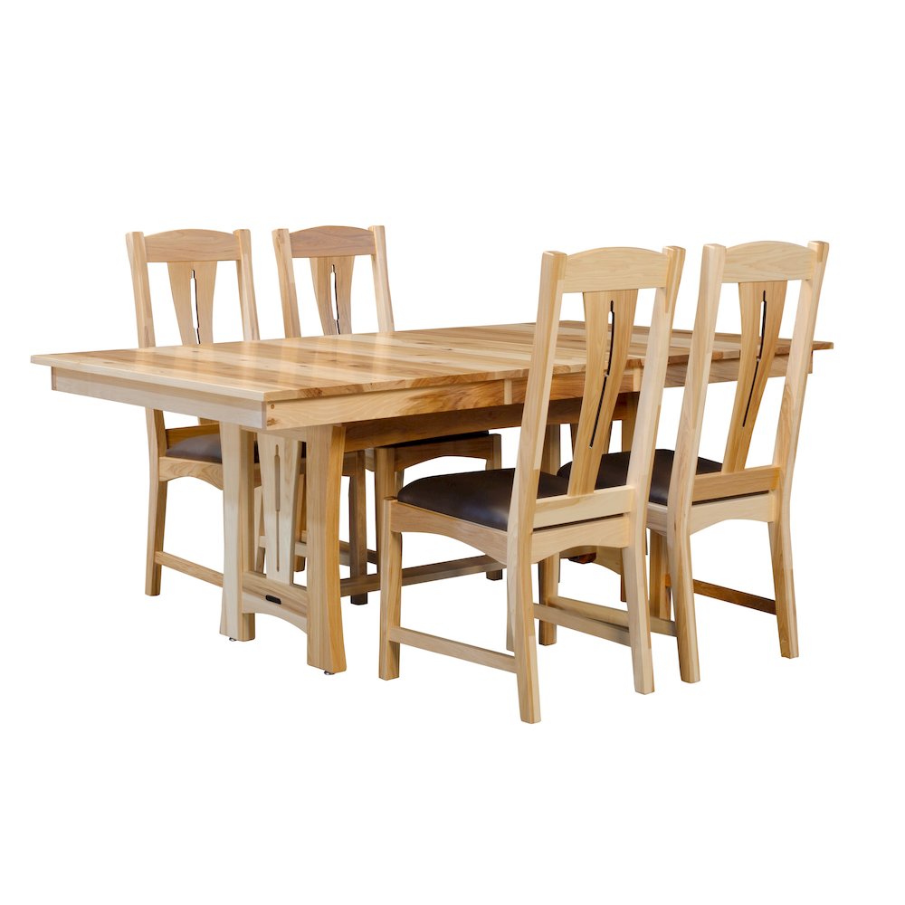 60" - 96" Trestle Table with Two (2) 18" Self-Storing Leaves, Natural Finish. Picture 9