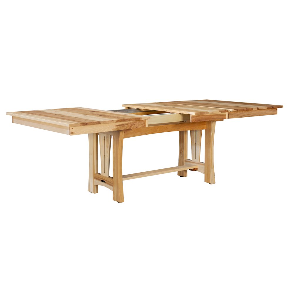 60" - 96" Trestle Table with Two (2) 18" Self-Storing Leaves, Natural Finish. Picture 3