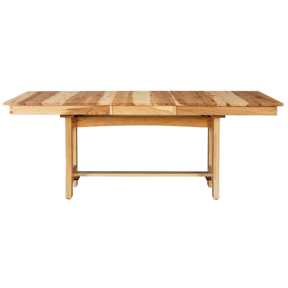 60" - 96" Trestle Table with Two (2) 18" Self-Storing Leaves, Natural Finish. Picture 4
