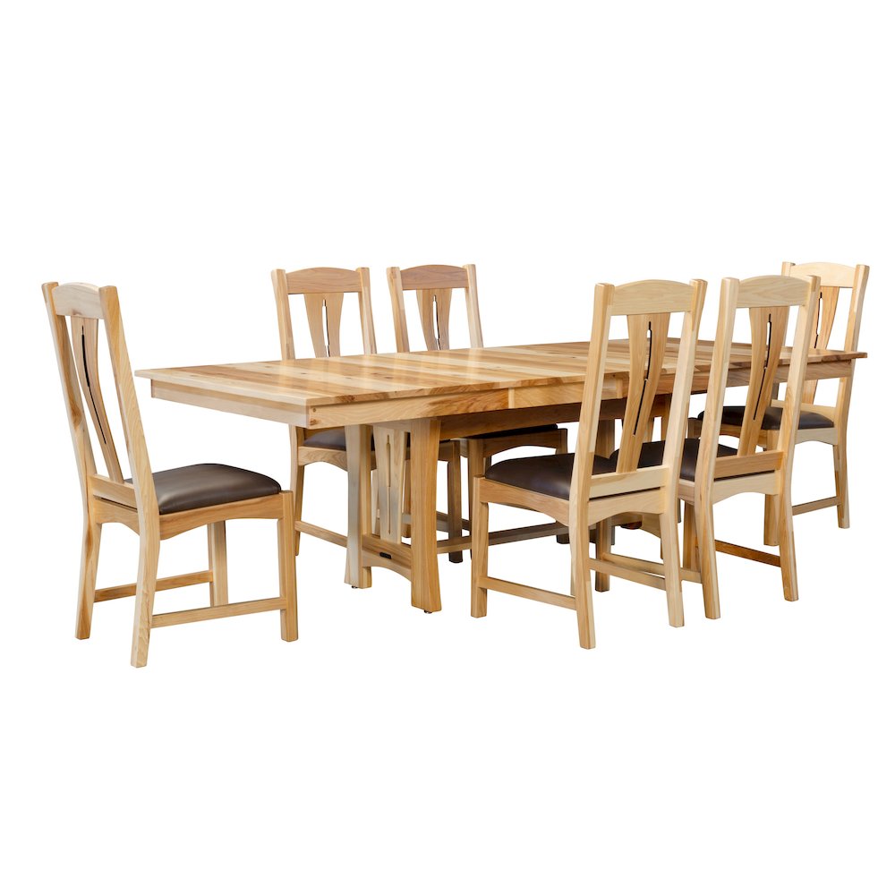 60" - 96" Trestle Table with Two (2) 18" Self-Storing Leaves, Natural Finish. Picture 10