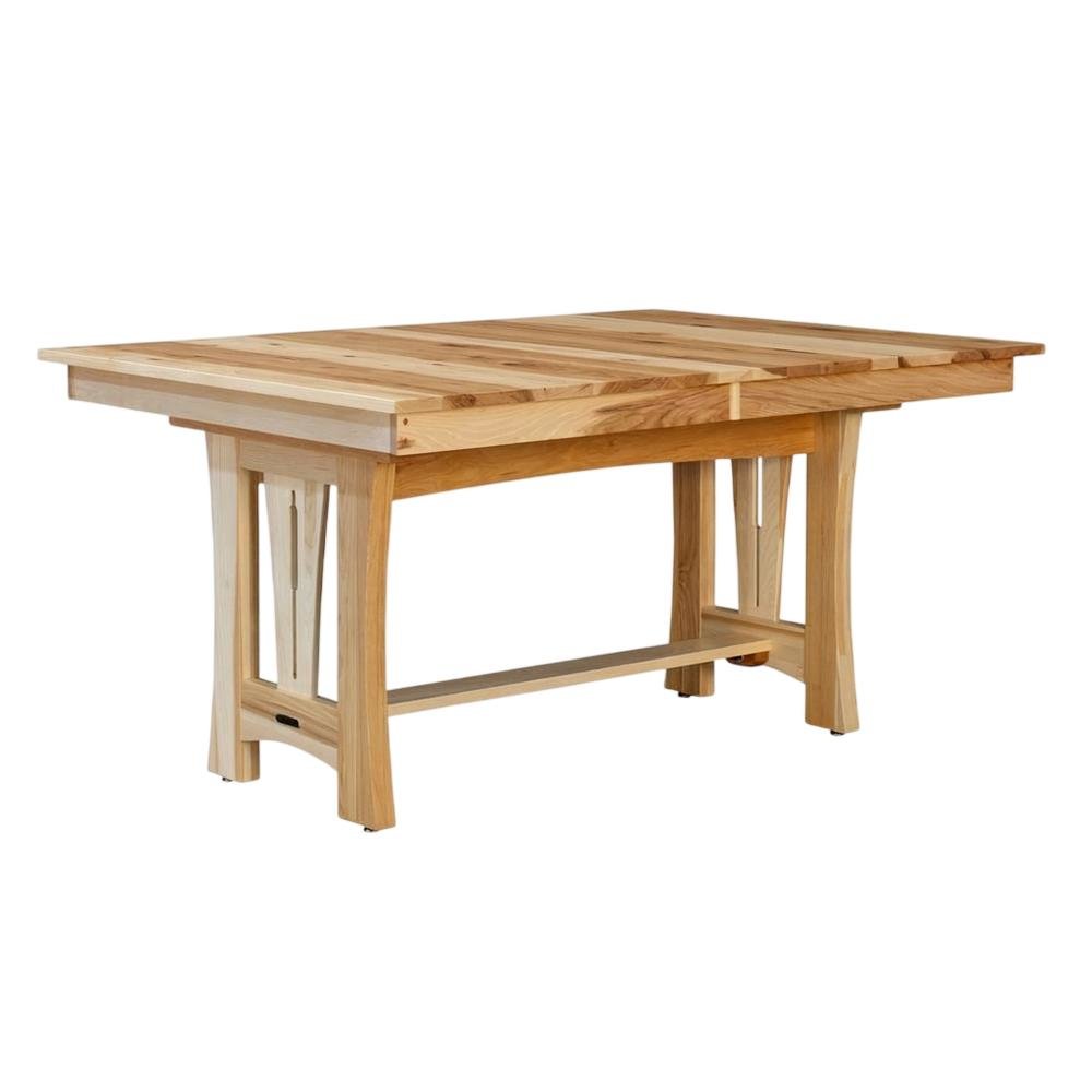 Adjustable Dining Table with Natural Hickory Finish and Self-Storing Leaves. Picture 1