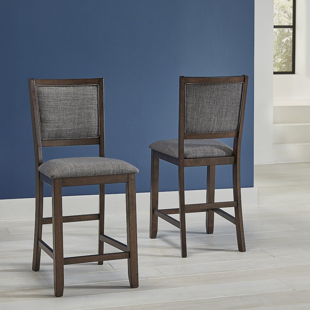 Chesney Upholstered Counter Stool 2 Pack, Falcon Brown. Picture 3