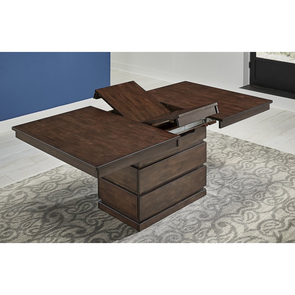 Chesney 60" - 78" Storage Dining Table with (1) 18" Butterfly Leaf, Falcon Brown. Picture 4