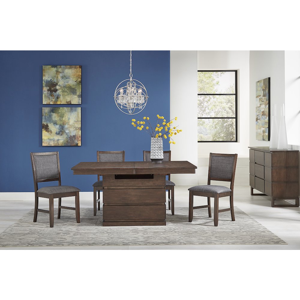 Chesney 60" - 78" Storage Dining Table with (1) 18" Butterfly Leaf, Falcon Brown. Picture 11