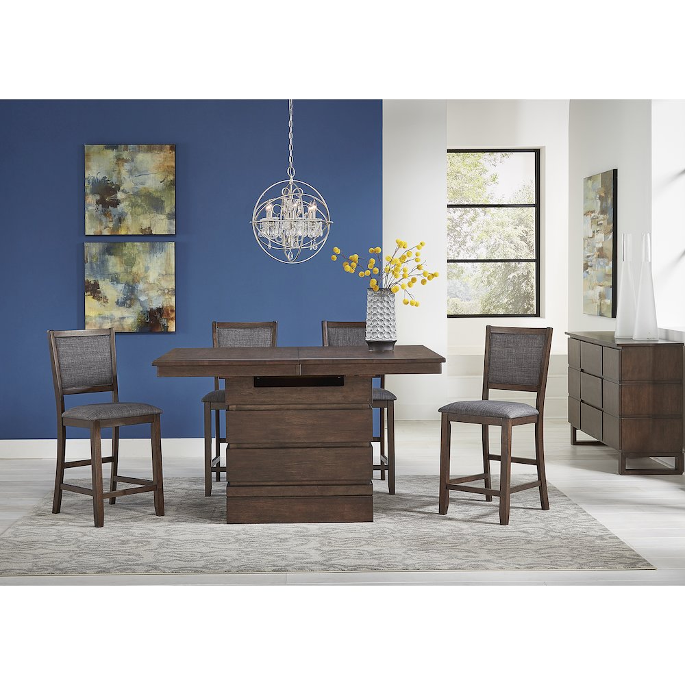 Chesney 60" - 78" Storage Dining Table with (1) 18" Butterfly Leaf, Falcon Brown. Picture 13