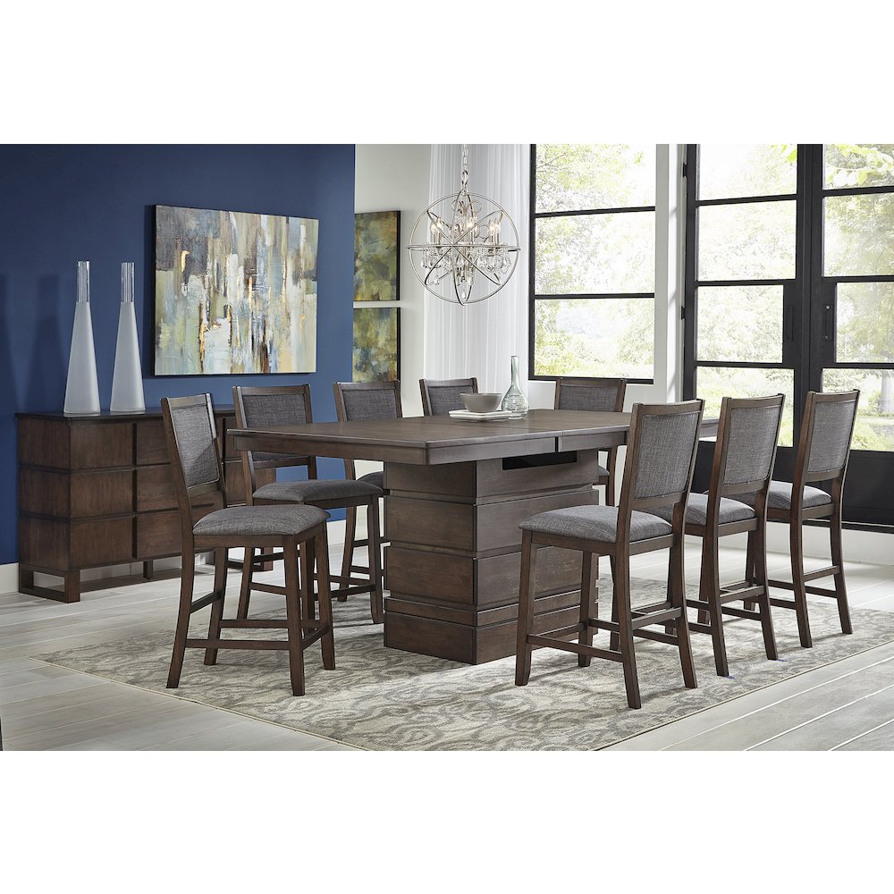 Chesney 60" - 78" Storage Dining Table with (1) 18" Butterfly Leaf, Falcon Brown. Picture 14