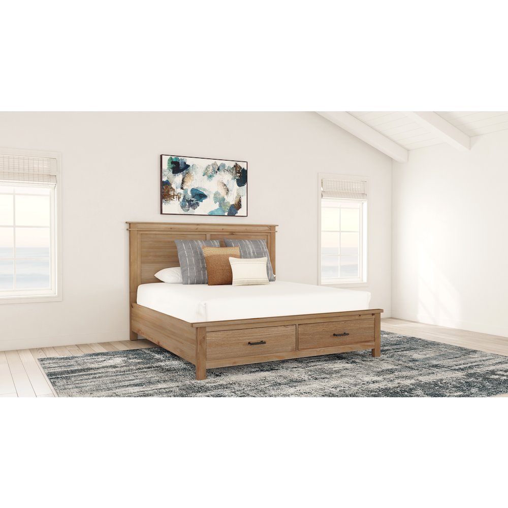 Glacier Point Queen Storage Bed, Golden Java Finish. Picture 3