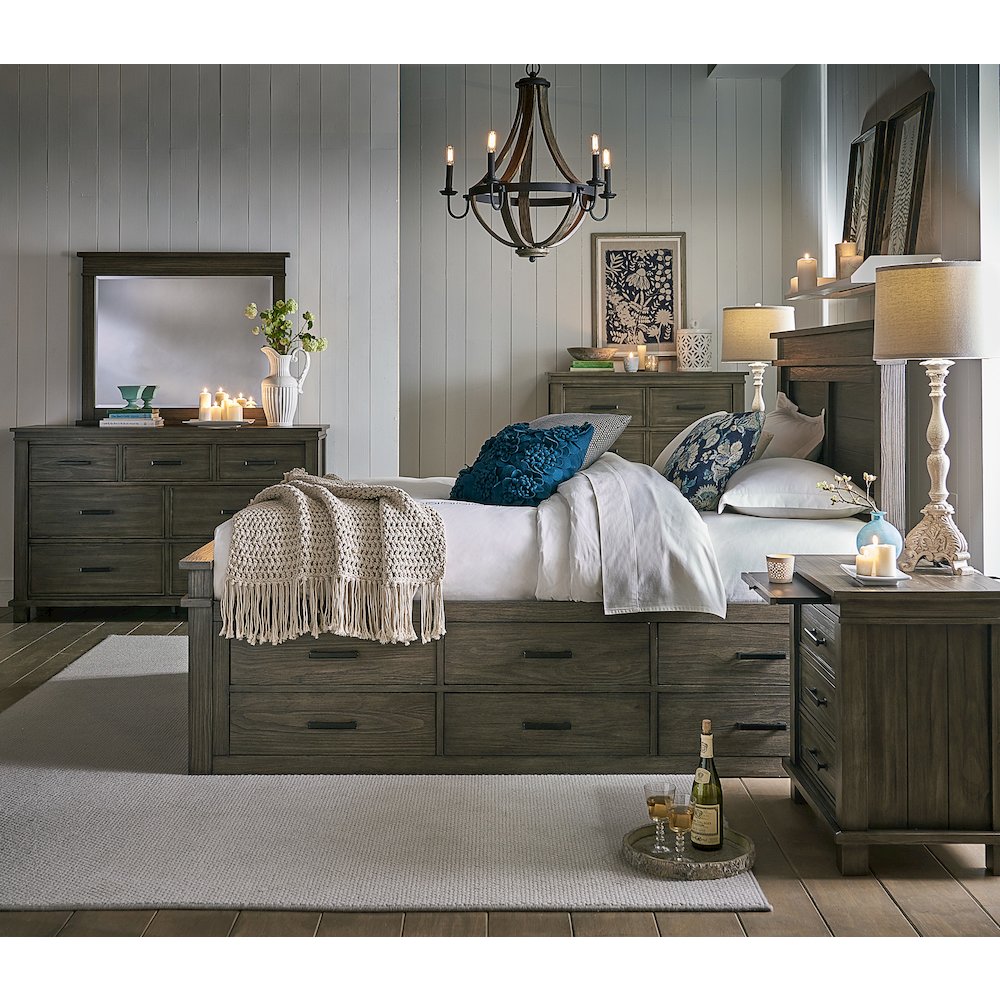 Glacier Point Queen Captains Bed, Graystone Finish. Picture 8