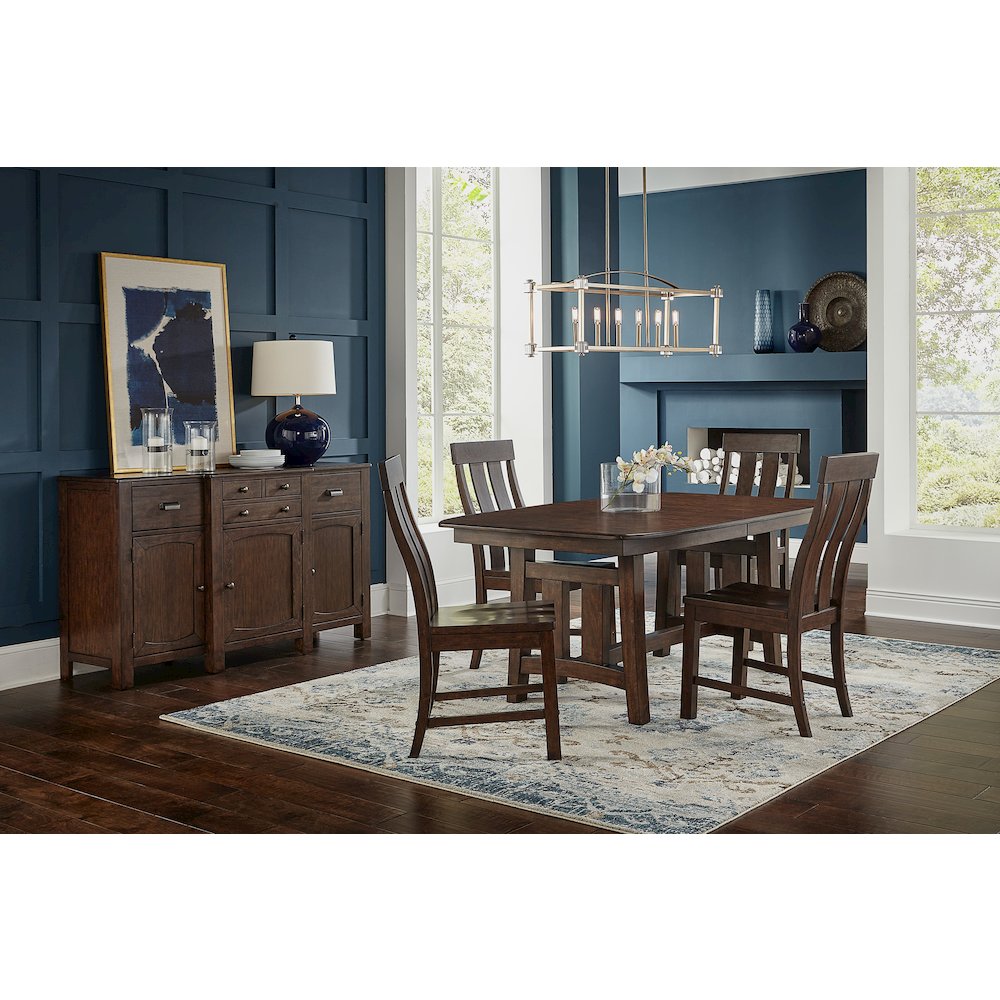 Henderson 72" - 90" Trestle Table with (1) 18" Butterfly Leaf, Muscavadi Brown. Picture 7