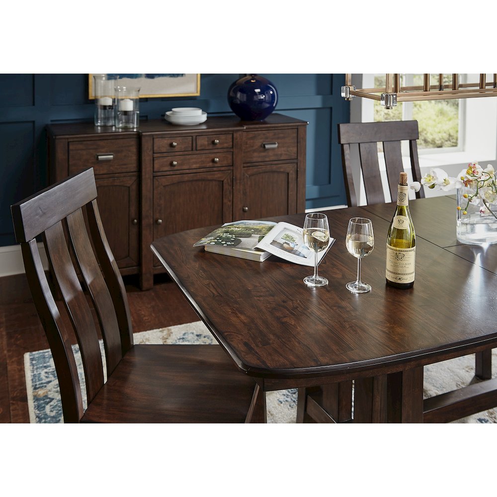 Henderson 72" - 90" Trestle Table with (1) 18" Butterfly Leaf, Muscavadi Brown. Picture 5
