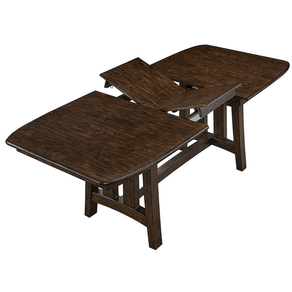 Henderson 72" - 90" Trestle Table with (1) 18" Butterfly Leaf, Muscavadi Brown. Picture 2