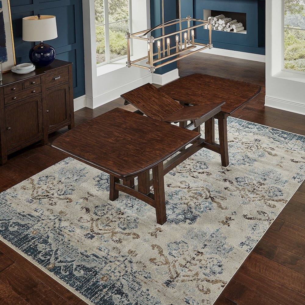 Henderson 72" - 90" Trestle Table with (1) 18" Butterfly Leaf, Muscavadi Brown. Picture 4