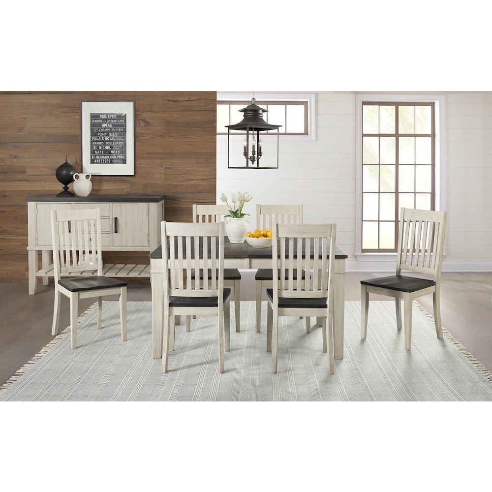 Huron 56" - 72" Leg Table with (1) 16" Leaf, Cocoa-Chalk Finish. Picture 5