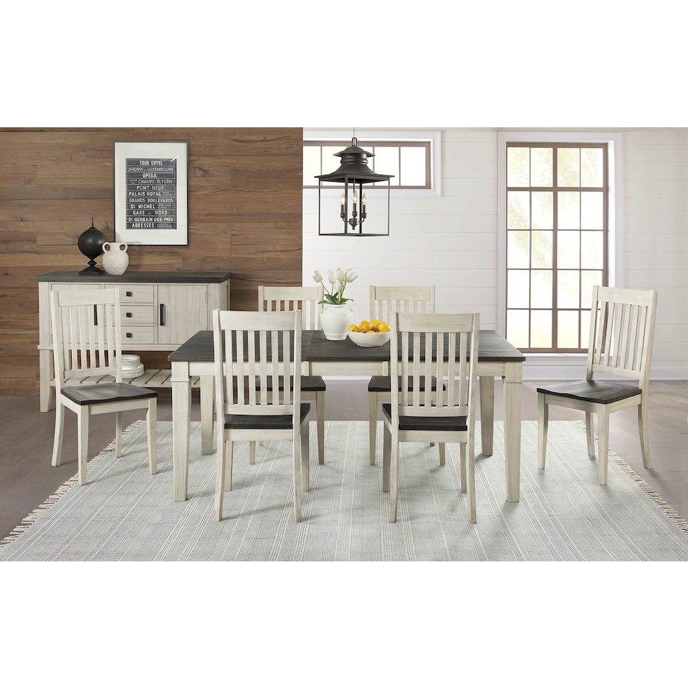 Huron 56" - 72" Leg Table with (1) 16" Leaf, Cocoa-Chalk Finish. Picture 7