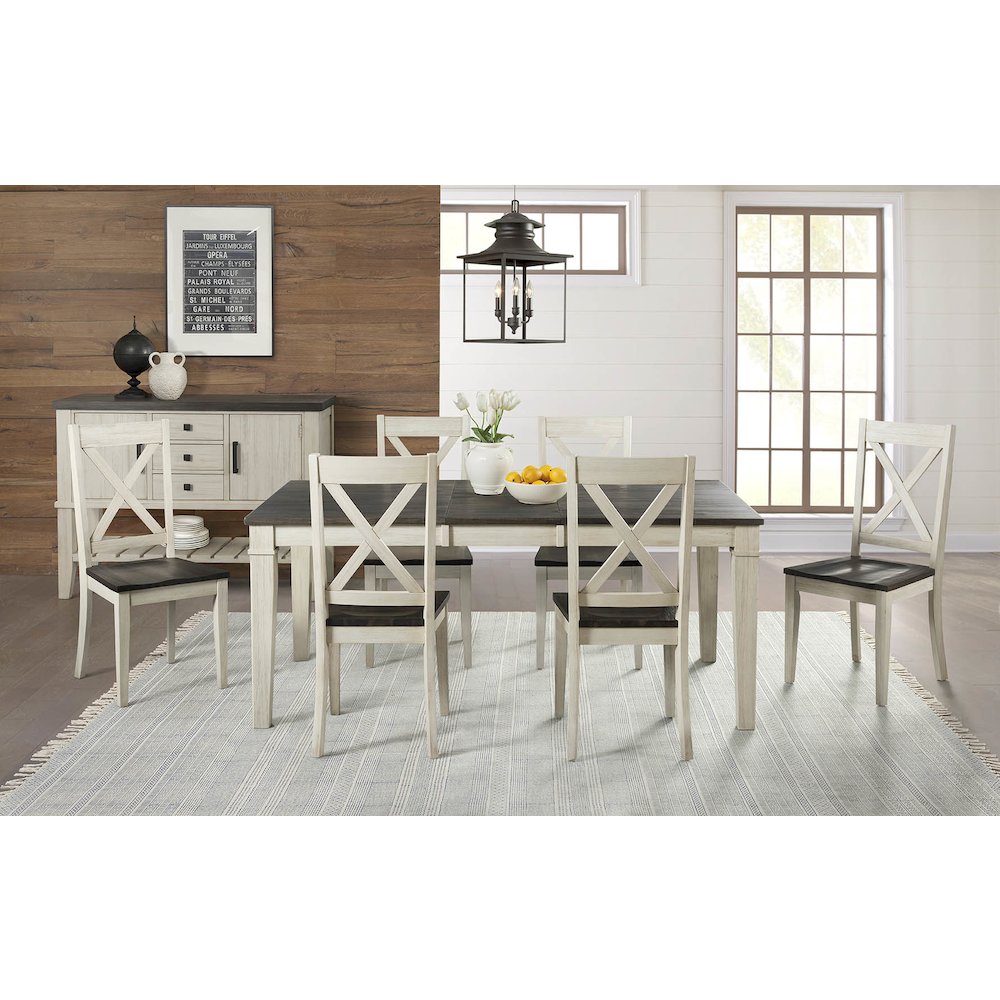 Huron 56" - 72" Leg Table with (1) 16" Leaf, Cocoa-Chalk Finish. Picture 2