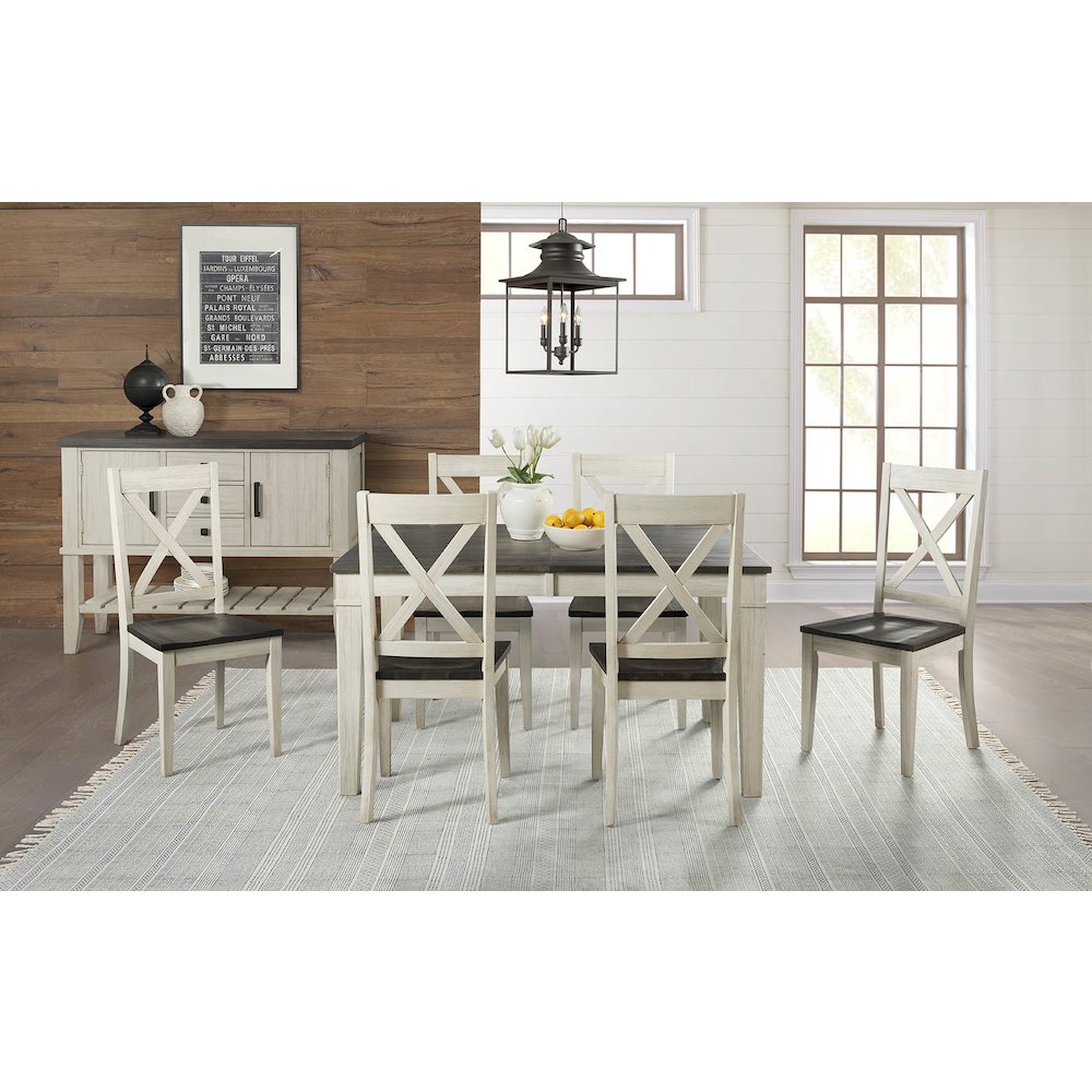 Huron 56" - 72" Leg Table with (1) 16" Leaf, Cocoa-Chalk Finish. Picture 3