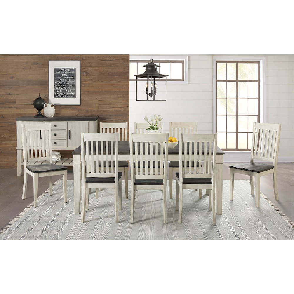 Huron 56" - 72" Leg Table with (1) 16" Leaf, Cocoa-Chalk Finish. Picture 8