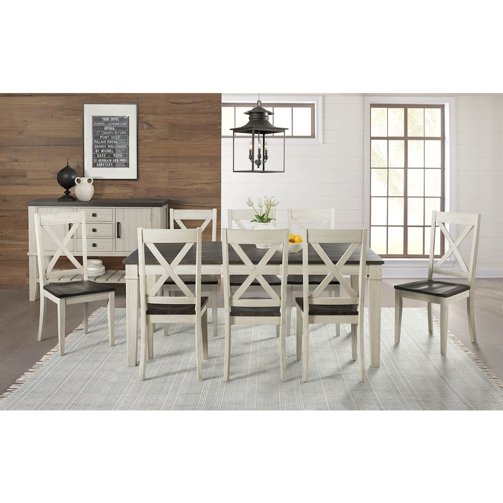 Huron 56" - 72" Leg Table with (1) 16" Leaf, Cocoa-Chalk Finish. Picture 4
