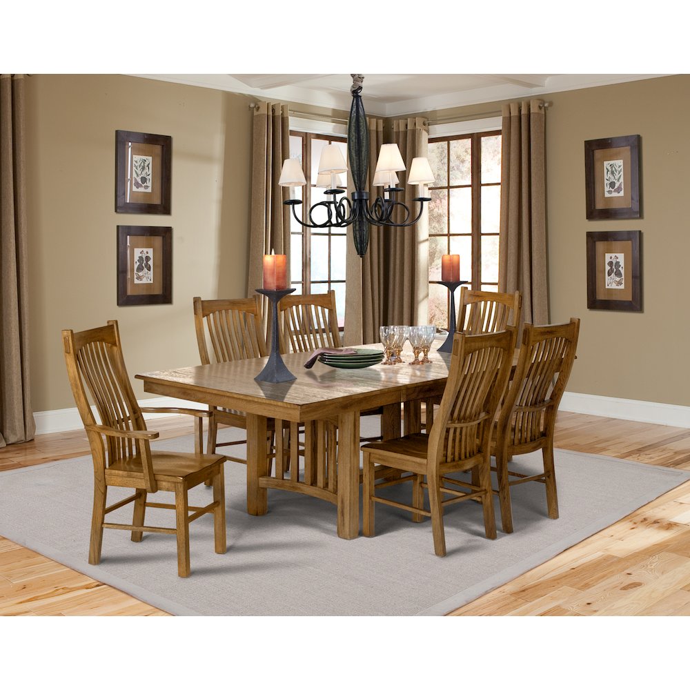 60" - 92" Rectangular Trestle Table with (2) 16" Self-Storing Leaves. Picture 3