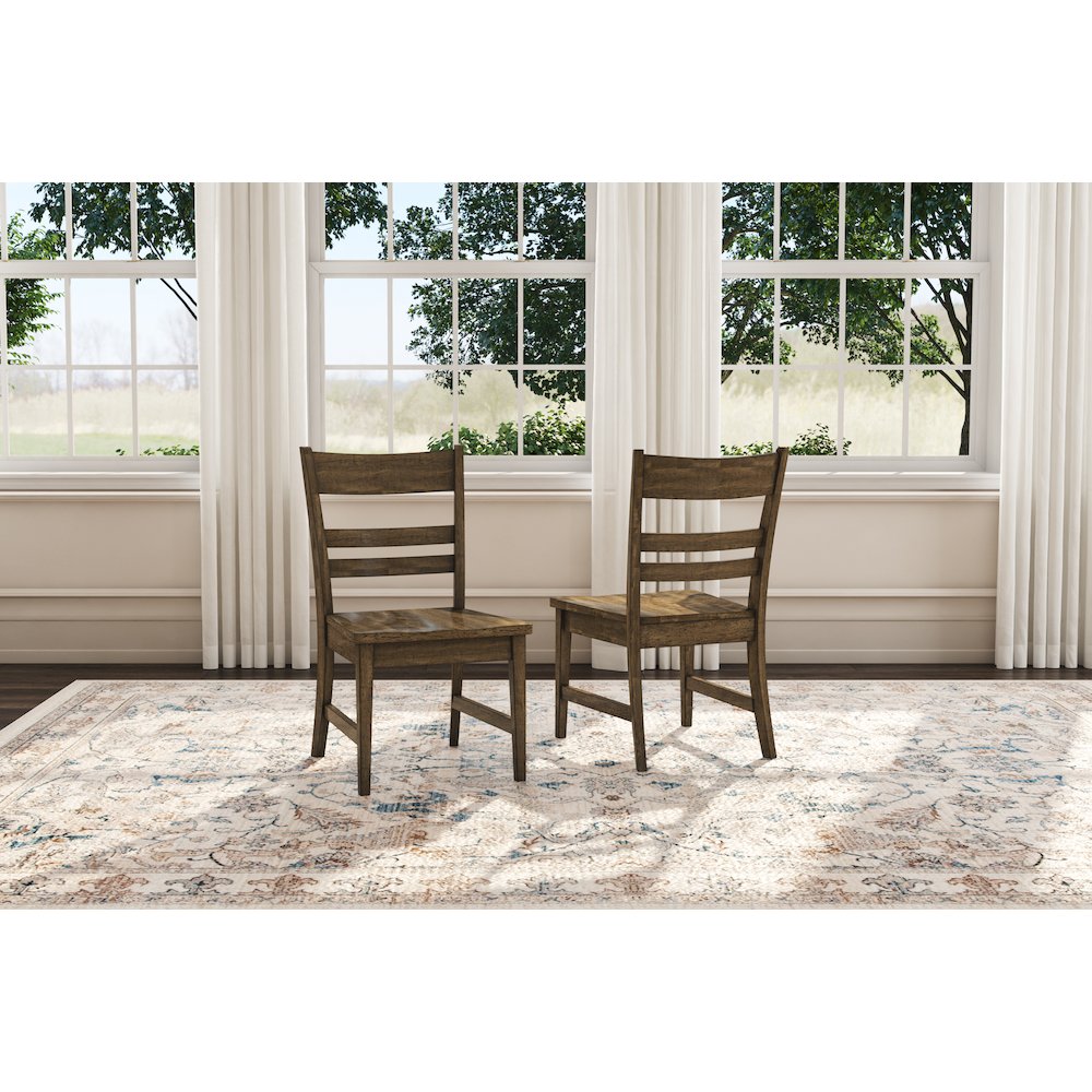Leucadia Ladderback Side Chair with Wood Seat (2 pack), Toasted Java. Picture 3