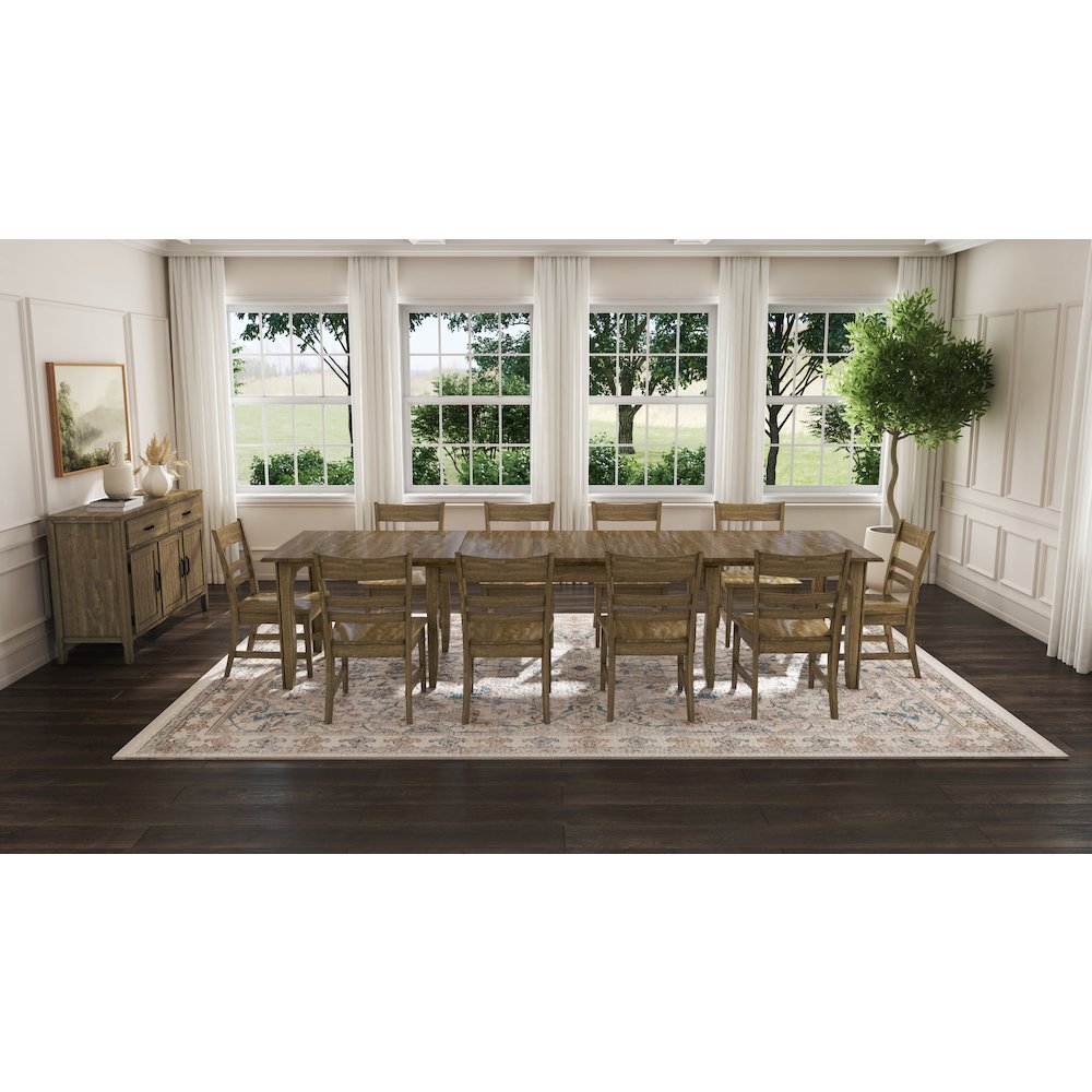 Leucadia 61.25"-133.25" Three-Leaf Extension Table, Toasted Java. Picture 17