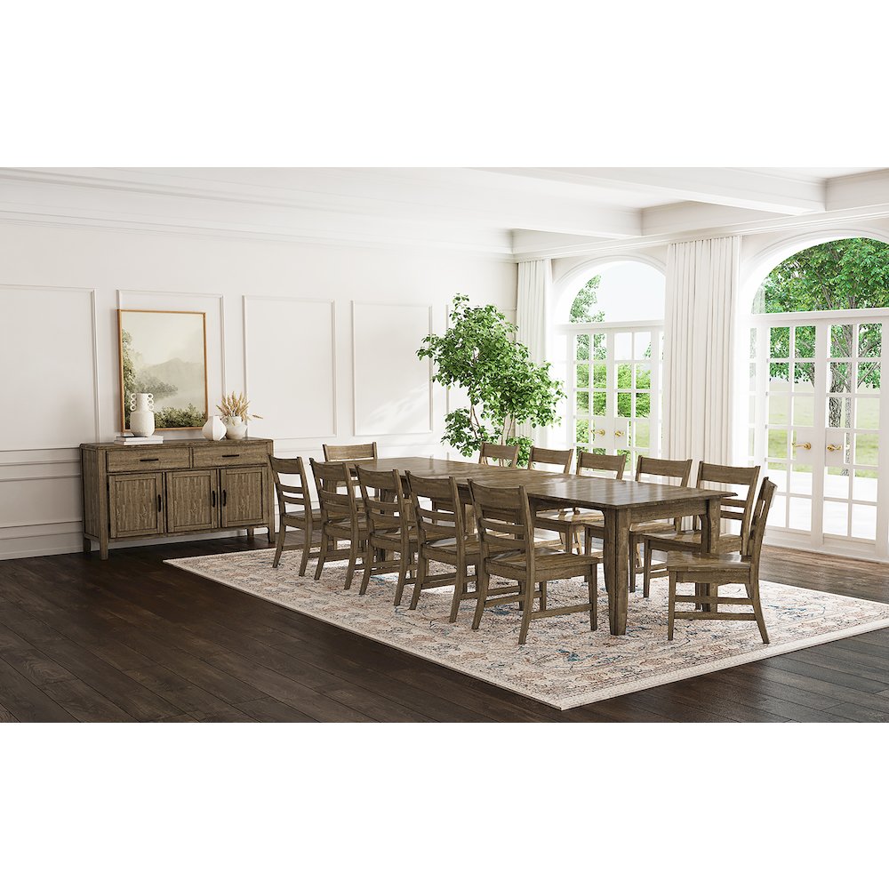 Leucadia 61.25"-133.25" Three-Leaf Extension Table, Toasted Java. Picture 15