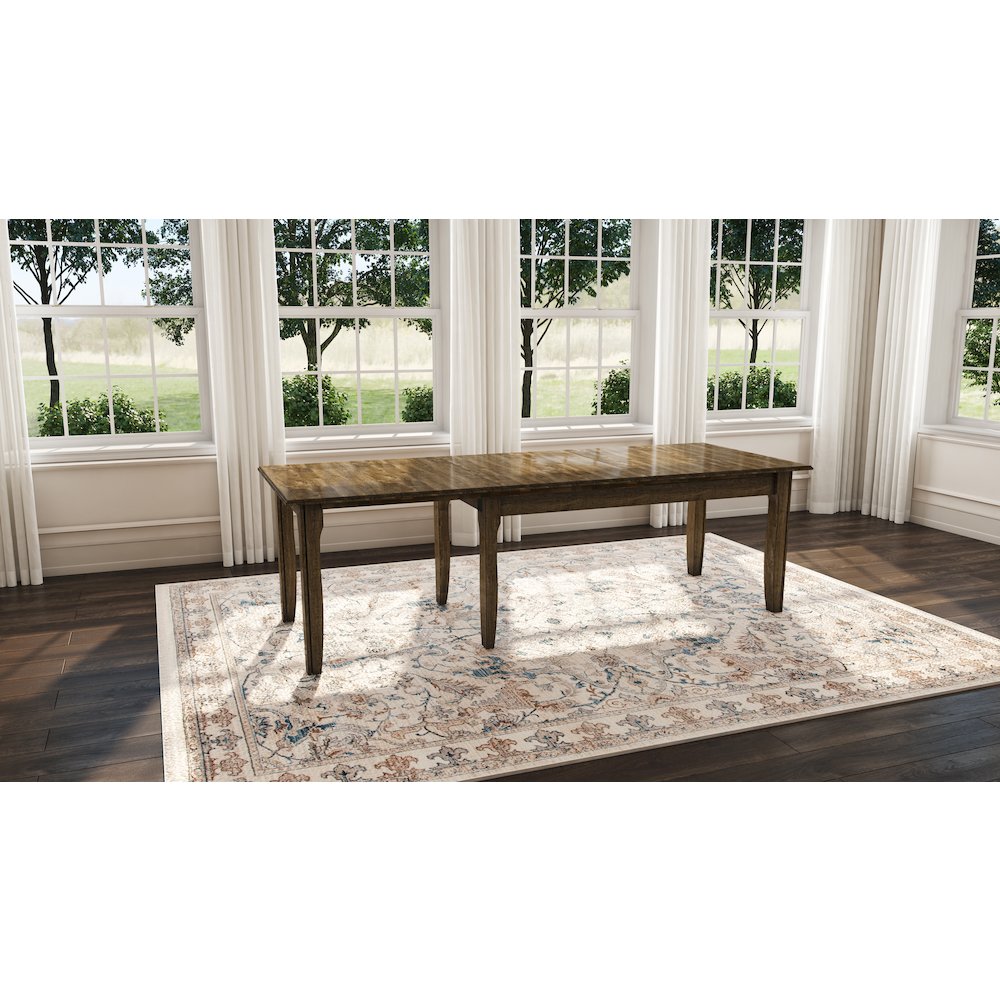 Leucadia 61.25"-133.25" Three-Leaf Extension Table, Toasted Java. Picture 8