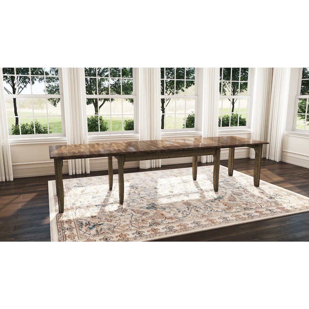 Leucadia 61.25"-133.25" Three-Leaf Extension Table, Toasted Java. Picture 12