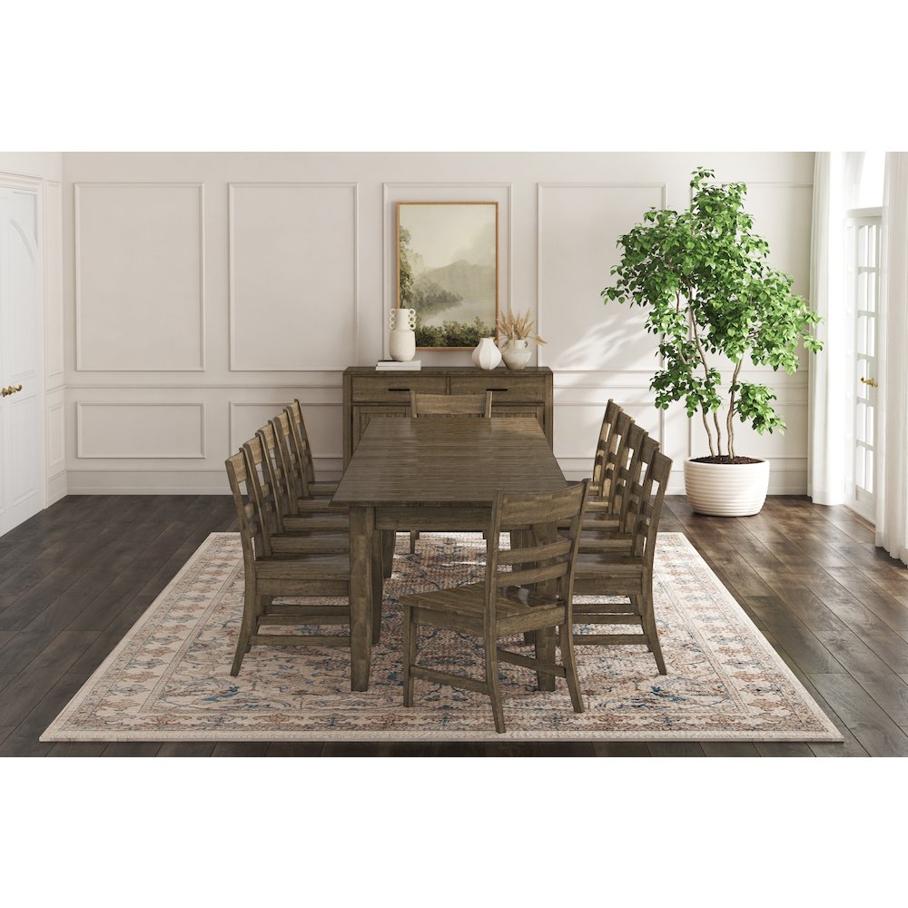Leucadia 61.25"-133.25" Three-Leaf Extension Table, Toasted Java. Picture 13