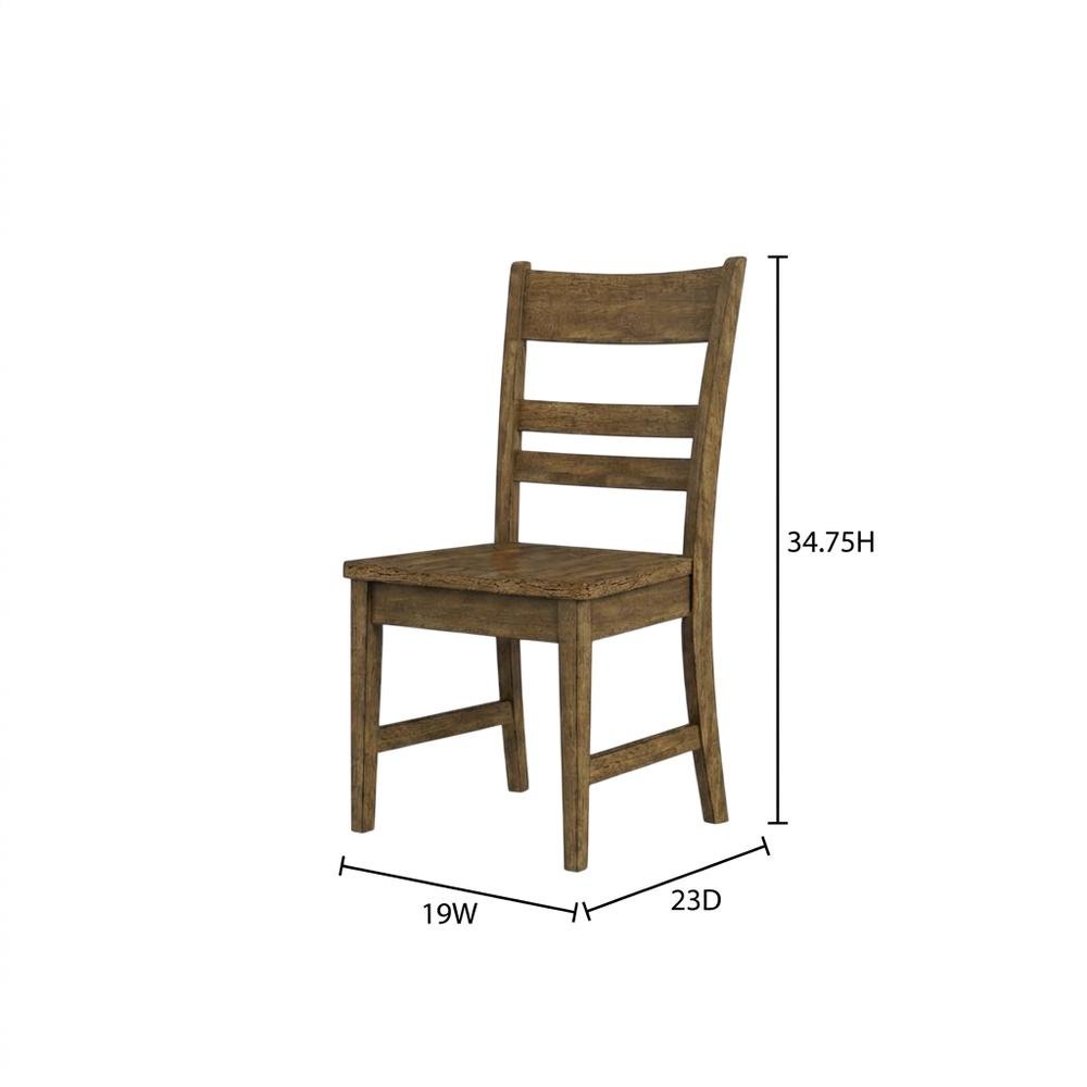Toasted Java Ladderback Side Chairs with Wood Seats, Transitional Style Set of 2. Picture 8