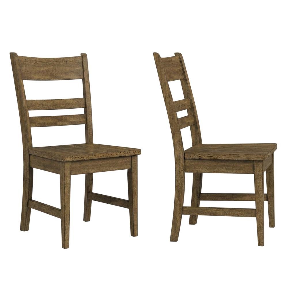 Toasted Java Ladderback Side Chairs with Wood Seats, Transitional Style Set of 2. Picture 1
