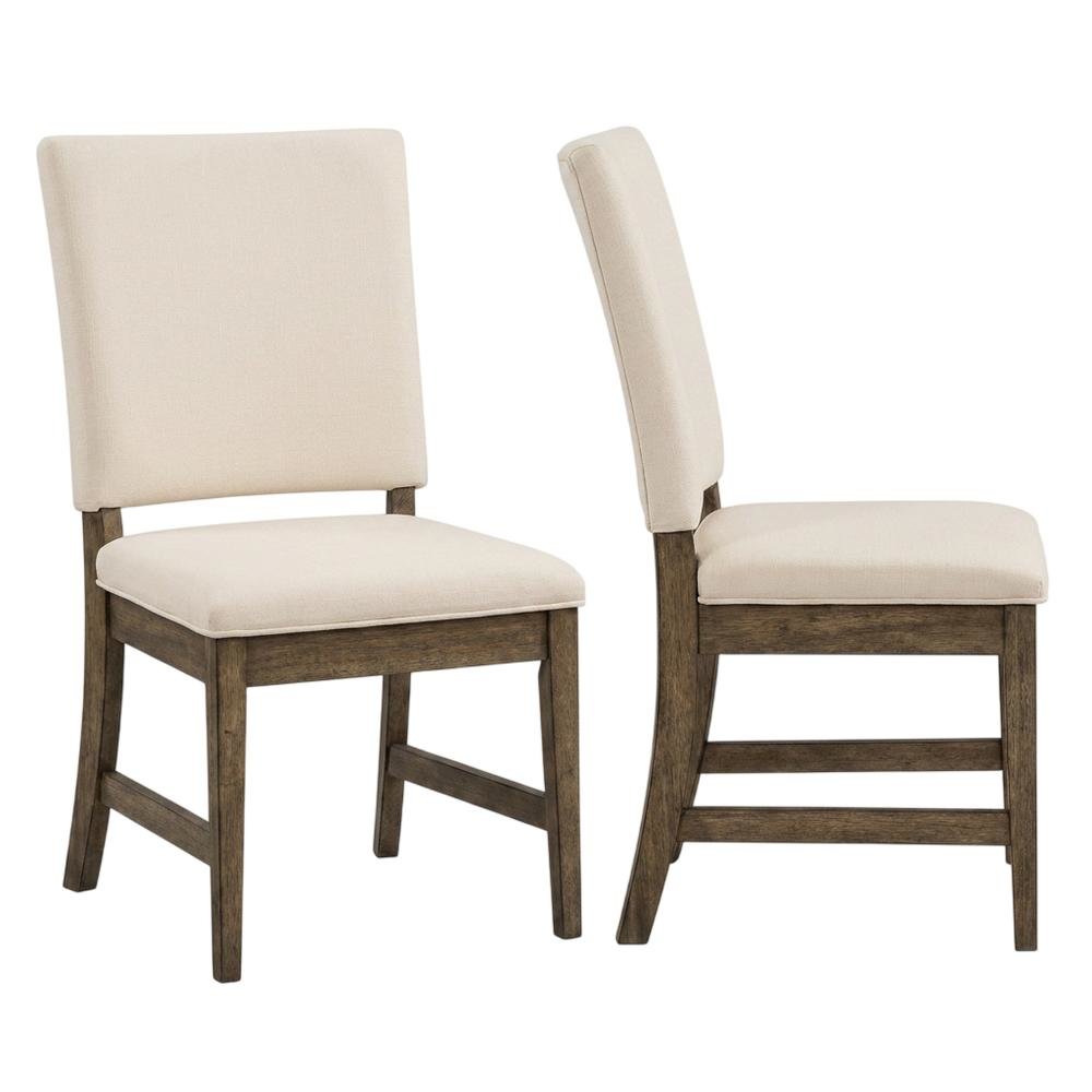Toasted Java ladderback side chairs with upholstered seats, 2-piece set. Picture 1