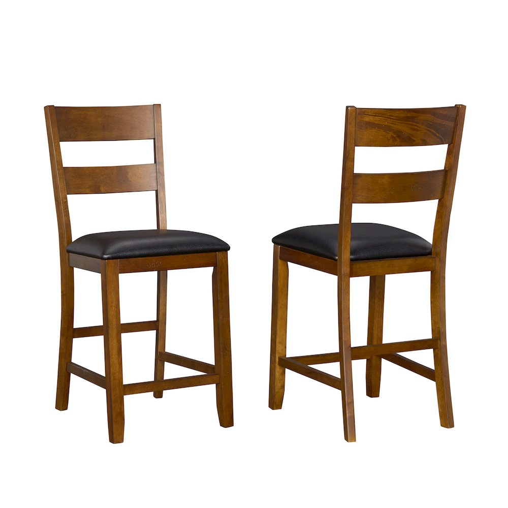 Mariposa Ladderback Counter Chair, with Upholstered Seat (2pack), Rustic Whiskey. Picture 1