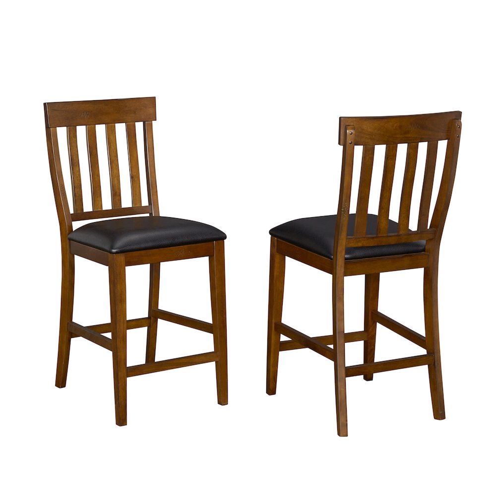 Mariposa Slatback Counter Chair, with Upholstered Seat (2 pack), Rustic Whiskey. Picture 1