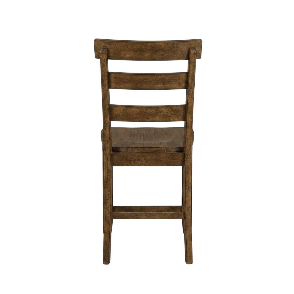 Mango Upholstered Slatback Dining Stool Set with Faux Leather Seat. Picture 4